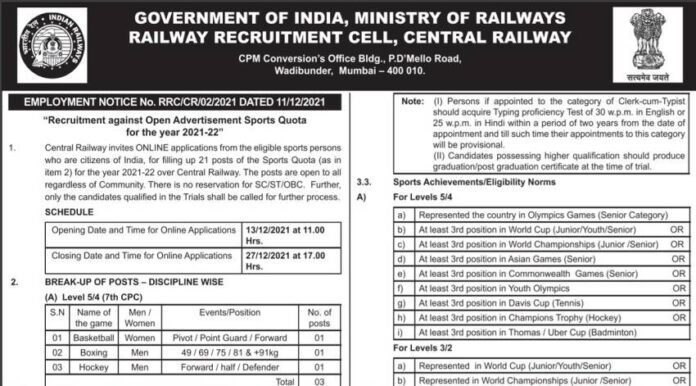 Railway Recruitment 2021