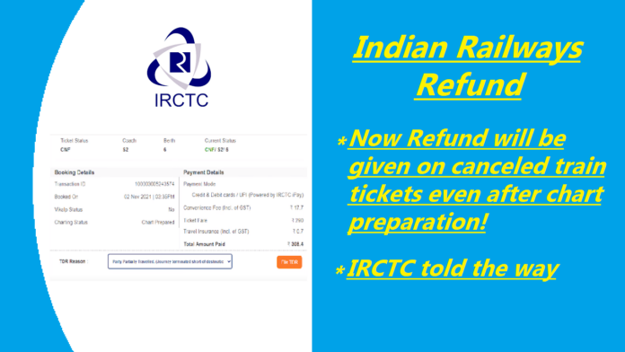 Indian railways: Good news! Now Refund will be given on canceled train tickets even after chart preparation! IRCTC told the way