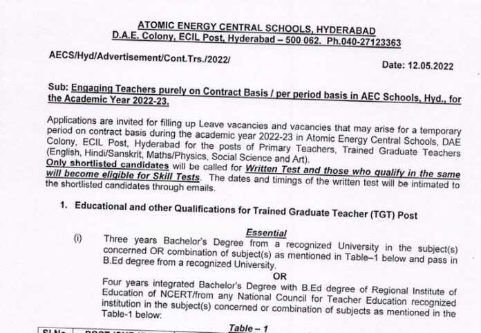 ECIL Recruitment 2022: Recruitment of Primary Teacher and TGT In ECIL, know salary and qualification
