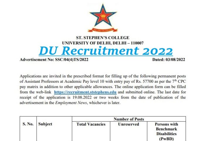 DU Recruitment 2022: Last date is near, Hurry up! You can get job in Delhi University without exam, will get 57000 salary