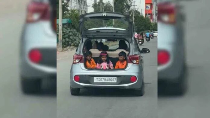 Traffic challan: Traffic police issued e-challan of children sitting in the boot of the car, know details