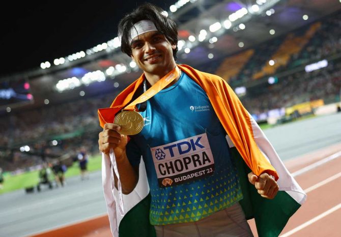 Neeraj Chopra wins gold medal in Men's Javelin at the World Athletics Championship 2023