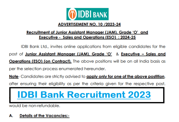 IDBI Bank Recruitment 2023: Opportunity to become a manager in IDBI Bank, will get good salary, know selection & other details