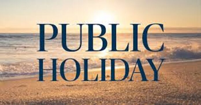 Public Holiday: Holidays declared on September 3, 4, 5 and 6, see list