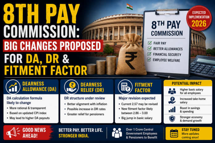 8th Pay Commission: Big Changes Proposed for DA, DR & Fitment Factor